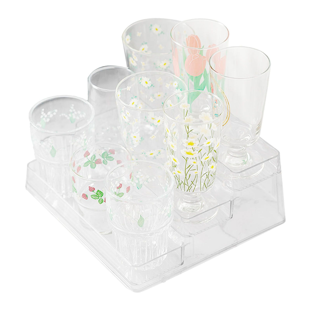 Clear Acrylic Display Riser Shelf 3 Tier Riser Display Stand Kitchen Bathroom Storage Rack