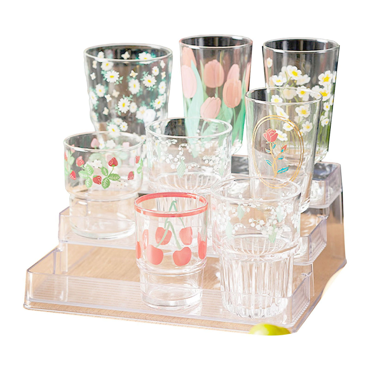Clear Acrylic Display Riser Shelf 3 Tier Riser Display Stand Kitchen Bathroom Storage Rack