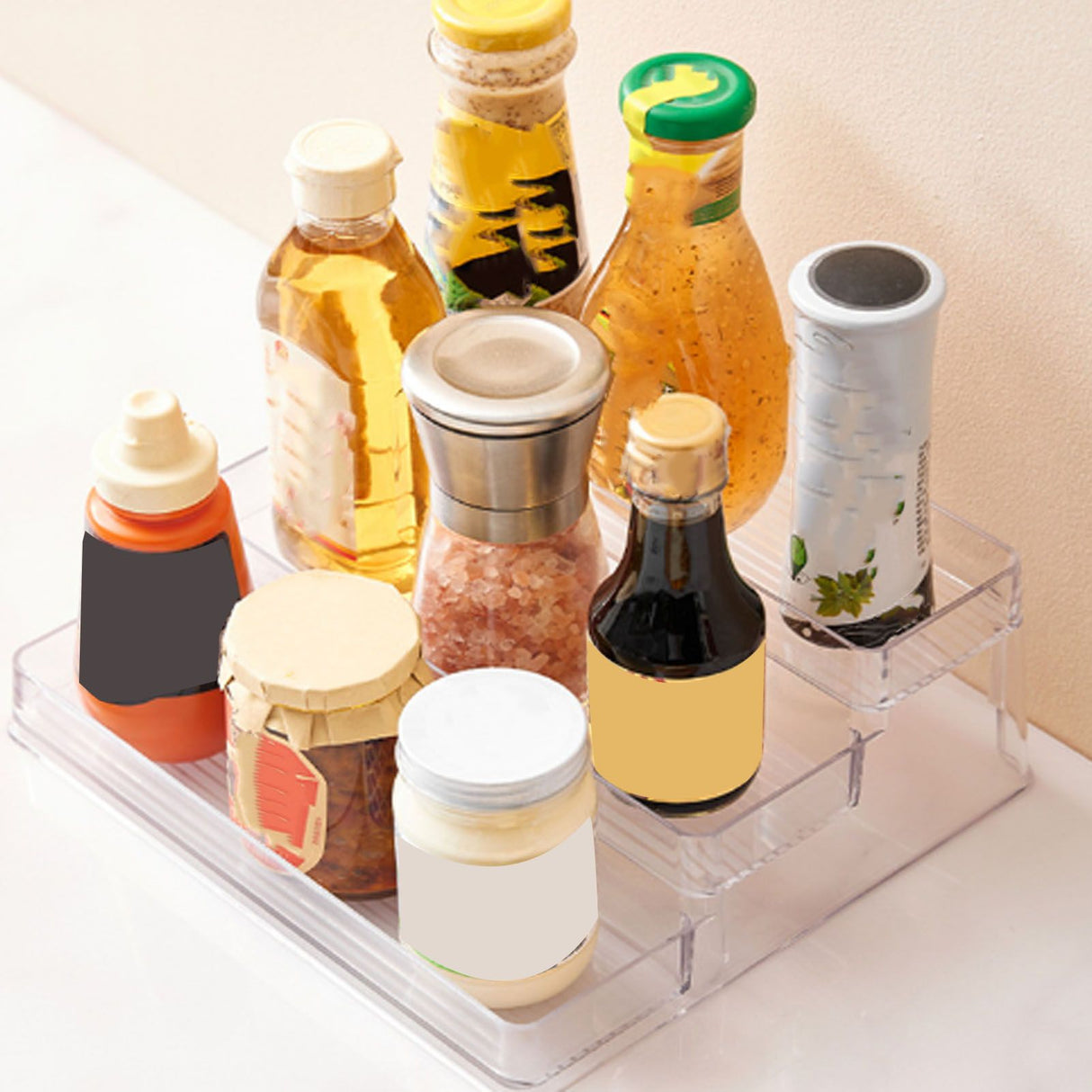 Clear Acrylic Display Riser Shelf 3 Tier Riser Display Stand Kitchen Bathroom Storage Rack