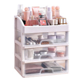 Desktop Organizer 3 Drawer Clear Plastic Desk Storage for Office Stationary Makeup Organizer Bathroom White