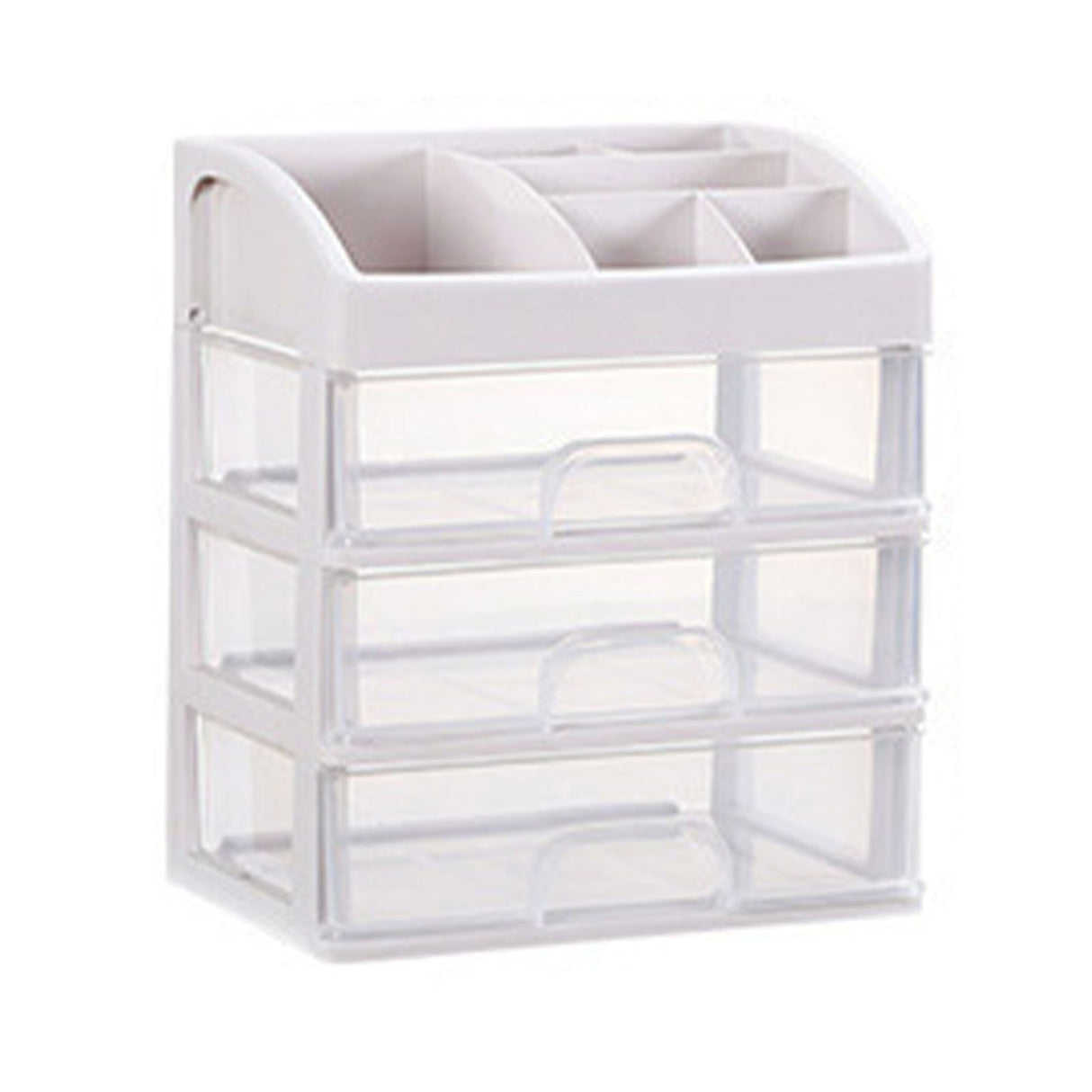 Desktop Organizer 3 Drawer Clear Plastic Desk Storage for Office Stationary Makeup Organizer Bathroom White