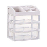 Desktop Organizer 3 Drawer Clear Plastic Desk Storage for Office Stationary Makeup Organizer Bathroom White