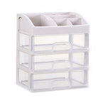 Desktop Organizer 3 Drawer Clear Plastic Desk Storage for Office Stationary Makeup Organizer Bathroom White