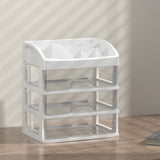 Desktop Organizer 3 Drawer Clear Plastic Desk Storage for Office Stationary Makeup Organizer Bathroom White