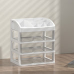 Desktop Organizer 3 Drawer Clear Plastic Desk Storage for Office Stationary Makeup Organizer Bathroom White
