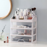 Desktop Organizer 3 Drawer Clear Plastic Desk Storage for Office Stationary Makeup Organizer Bathroom White