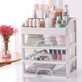 Desktop Organizer 3 Drawer Clear Plastic Desk Storage for Office Stationary Makeup Organizer Bathroom White