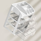 Desktop Organizer 3 Drawer Clear Plastic Desk Storage for Office Stationary Makeup Organizer Bathroom White