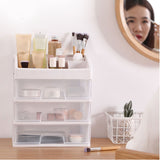 Desktop Organizer 3 Drawer Clear Plastic Desk Storage for Office Stationary Makeup Organizer Bathroom White