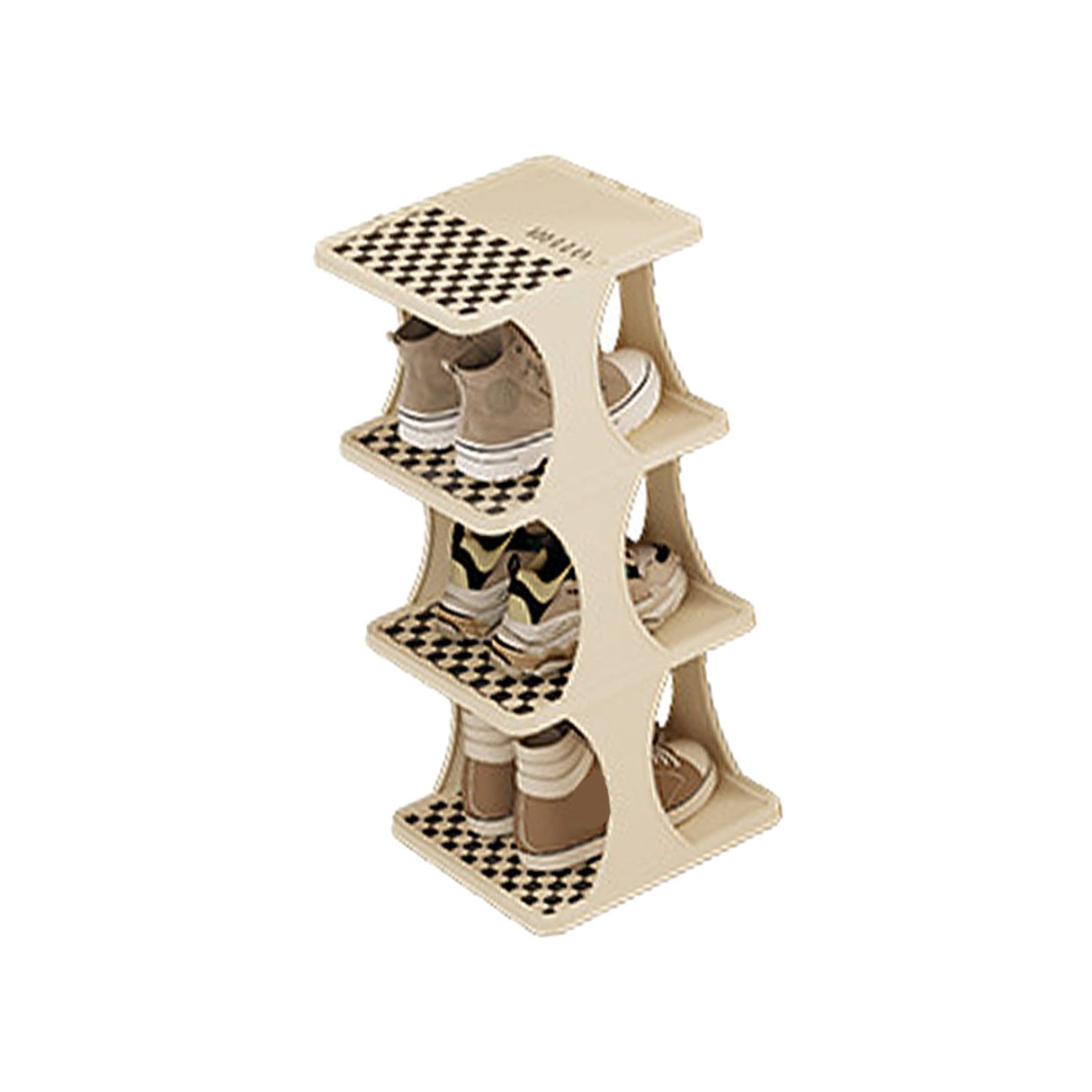 Shoe Rack Single Pairs Shoe Shelf Space Saving Shoe Orgainzer Tower for Home Door Bedroom 4 Layers