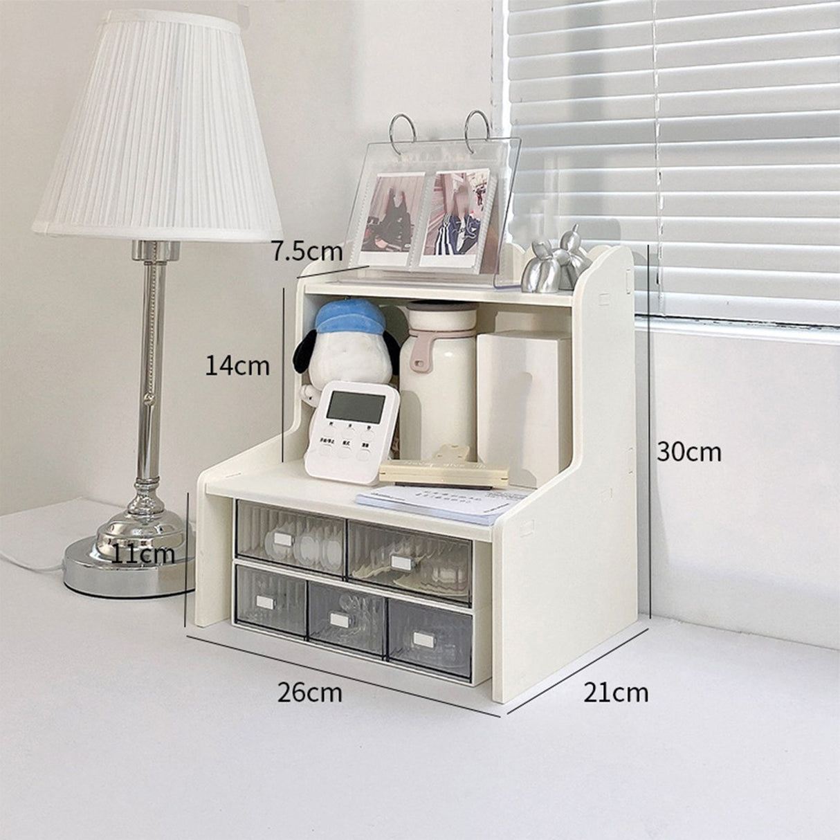 Desktop Wood Display Shelf Desk Multi Layer Storage Rack Mini Bookshelf Cosmetics Organizer S