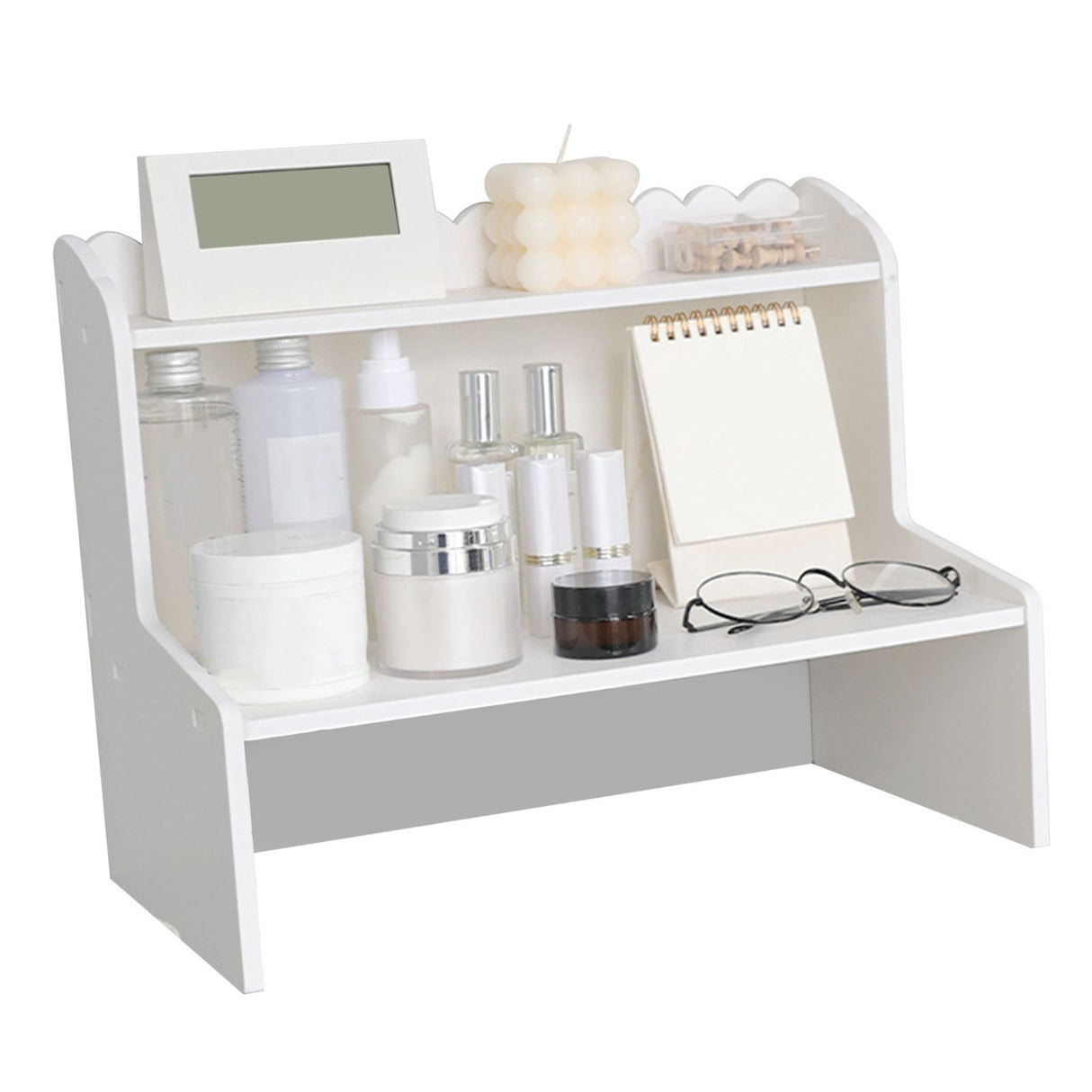 Desktop Wood Display Shelf Desk Multi Layer Storage Rack Mini Bookshelf Cosmetics Organizer M