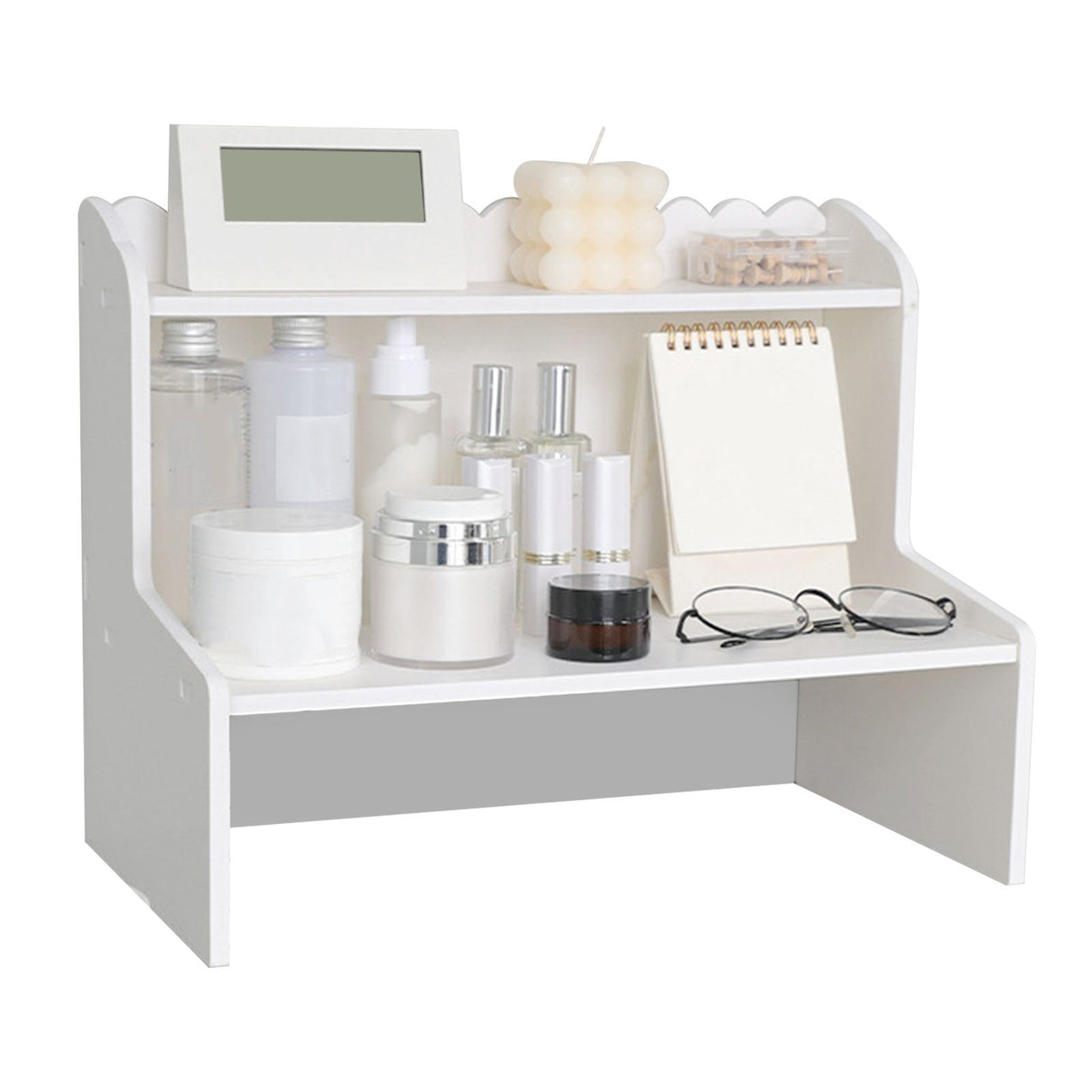 Desktop Wood Display Shelf Desk Multi Layer Storage Rack Mini Bookshelf Cosmetics Organizer M