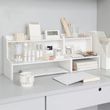 Desktop Wood Display Shelf Desk Multi Layer Storage Rack Mini Bookshelf Cosmetics Organizer M - Rear View