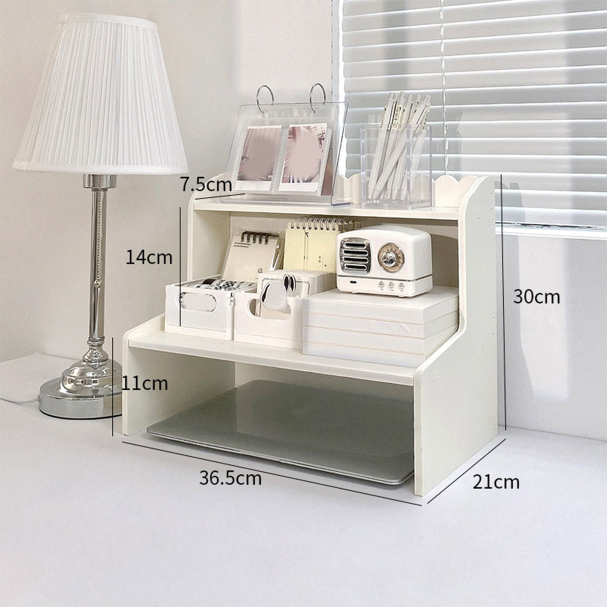 Desktop Wood Display Shelf Desk Multi Layer Storage Rack Mini Bookshelf Cosmetics Organizer M