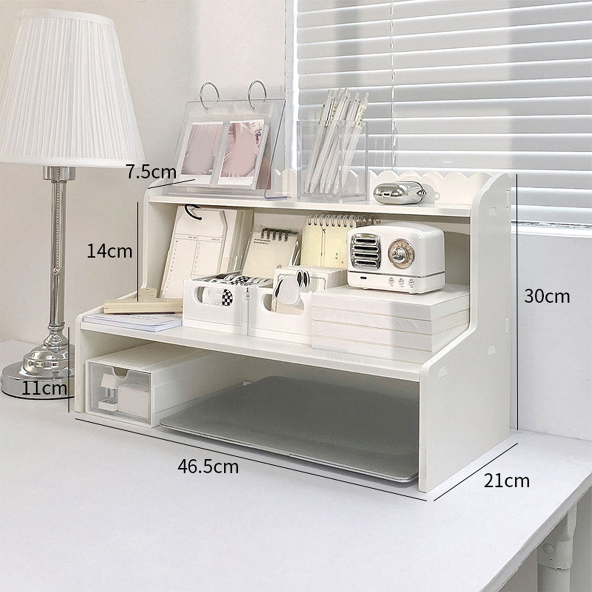 Desktop Wood Display Shelf Desk Multi Layer Storage Rack Mini Bookshelf Cosmetics Organizer L