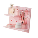 Pegboard Wall Organizer Shelves Punch Free Multifunctional Wall Pegboard Organizer for Doll Pink