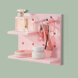 Pegboard Wall Organizer Shelves Punch Free Multifunctional Wall Pegboard Organizer for Doll Pink