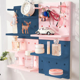 Pegboard Wall Organizer Shelves Punch Free Multifunctional Wall Pegboard Organizer for Doll Pink