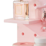 Pegboard Wall Organizer Shelves Punch Free Multifunctional Wall Pegboard Organizer for Doll Pink