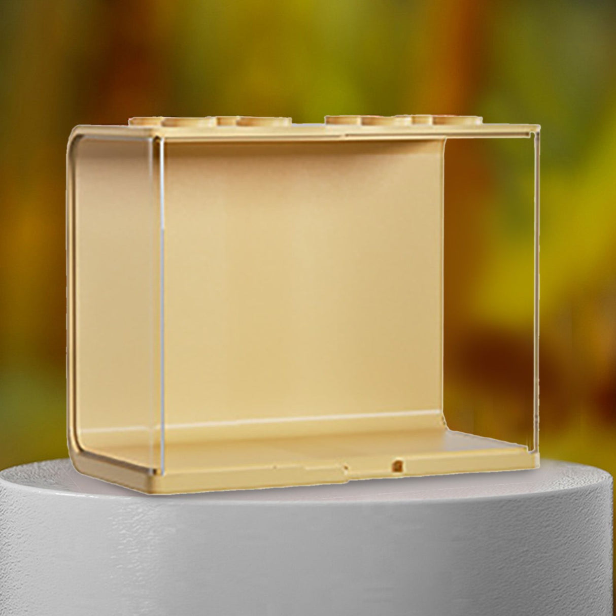 Doll Display Case ABS Transparent Stackable Clear Display Box Toy Storage Stand for Mini Figures Collectibles Large Yellow