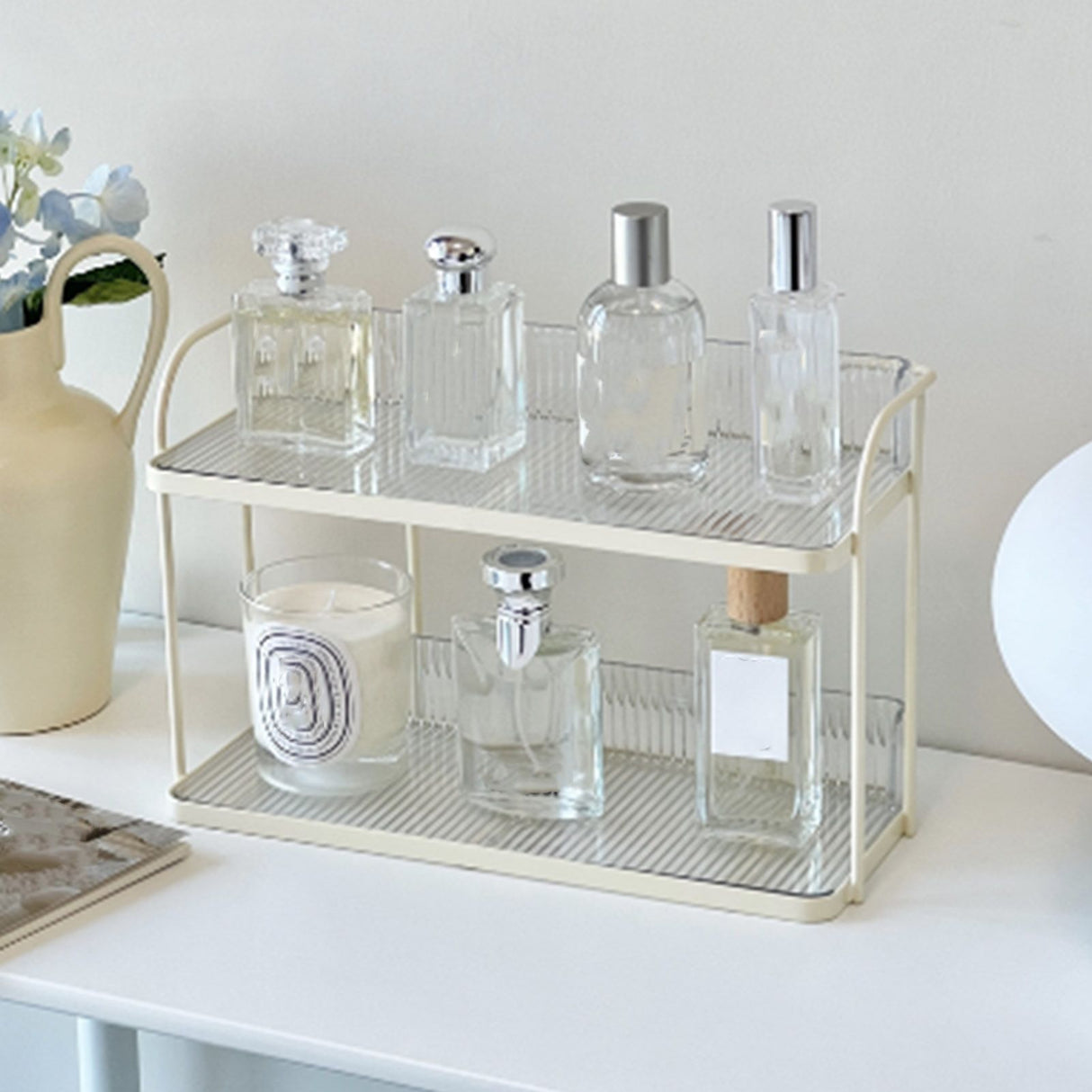 Transparent Double Layer Storage Rack Desktop Cosmetic Storage Rack Accessories Organizer for Bedroom