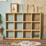12 Grids Action Figure Wooden Storage Shelf Figure Wood Shadow Box Shelf Organizer for Bedroom Living Room Study Without Back Plate