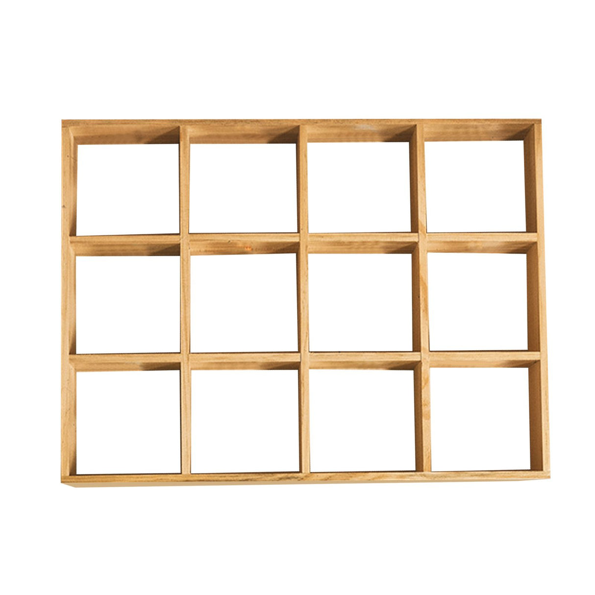 12 Grids Action Figure Wooden Storage Shelf Figure Wood Shadow Box Shelf Organizer for Bedroom Living Room Study Without Back Plate