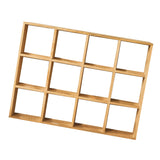 12 Grids Action Figure Wooden Storage Shelf Figure Wood Shadow Box Shelf Organizer for Bedroom Living Room Study Without Back Plate