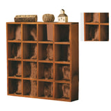Wall Mounted Figures Display Shelves Rack Retro Wooden Figures Display Case for Home Bedroom 16 Grids - Front View