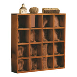 Wall Mounted Figures Display Shelves Rack Retro Wooden Figures Display Case for Home Bedroom 16 Grids - Side View