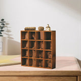 Wall Mounted Figures Display Shelves Rack Retro Wooden Figures Display Case for Home Bedroom 16 Grids - 45-Degree Angle
