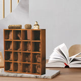 Wall Mounted Figures Display Shelves Rack Retro Wooden Figures Display Case for Home Bedroom 16 Grids - Rear View