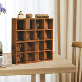 Wall Mounted Figures Display Shelves Rack Retro Wooden Figures Display Case for Home Bedroom 16 Grids
