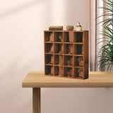 Wall Mounted Figures Display Shelves Rack Retro Wooden Figures Display Case for Home Bedroom 16 Grids - Extra Image