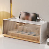 Wall Mounted WIFI Router Storage Box Great Capacity Power Strip Power Socket Cable Storage Case for Home Beige Middle Size 30x13.5x12.5cm/11.8x5.3x4.9in - Rear View