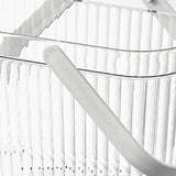 Bath Organizer Basket Stylish Clear Stripe Large Capacity Shower Storage Organizer with Handle for Bathroom White - 45-Degree Angle