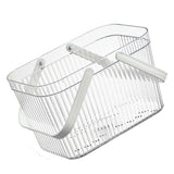 Bath Organizer Basket Stylish Clear Stripe Large Capacity Shower Storage Organizer with Handle for Bathroom White - Extra Image