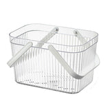 Bath Organizer Basket Stylish Clear Stripe Large Capacity Shower Storage Organizer with Handle for Bathroom White - Extra Image