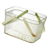 Bath Organizer Basket Stylish Clear Stripe Large Capacity Shower Storage Organizer with Handle for Bathroom Green