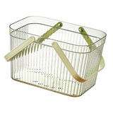 Bath Organizer Basket Stylish Clear Stripe Large Capacity Shower Storage Organizer with Handle for Bathroom Green - 45-Degree Angle