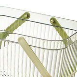 Bath Organizer Basket Stylish Clear Stripe Large Capacity Shower Storage Organizer with Handle for Bathroom Green