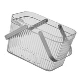 Bath Organizer Basket Stylish Clear Stripe Large Capacity Shower Storage Organizer with Handle for Bathroom Grey