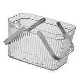 Bath Organizer Basket Stylish Clear Stripe Large Capacity Shower Storage Organizer with Handle for Bathroom Grey