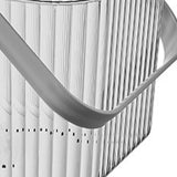 Bath Organizer Basket Stylish Clear Stripe Large Capacity Shower Storage Organizer with Handle for Bathroom Grey - Rear View