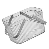 Bath Organizer Basket Stylish Clear Stripe Large Capacity Shower Storage Organizer with Handle for Bathroom Grey