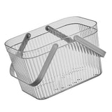Bath Organizer Basket Stylish Clear Stripe Large Capacity Shower Storage Organizer with Handle for Bathroom Grey