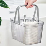 Bath Organizer Basket Stylish Clear Stripe Large Capacity Shower Storage Organizer with Handle for Bathroom Grey - Extra Image