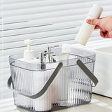 Bath Organizer Basket Stylish Clear Stripe Large Capacity Shower Storage Organizer with Handle for Bathroom Grey - Extra Image