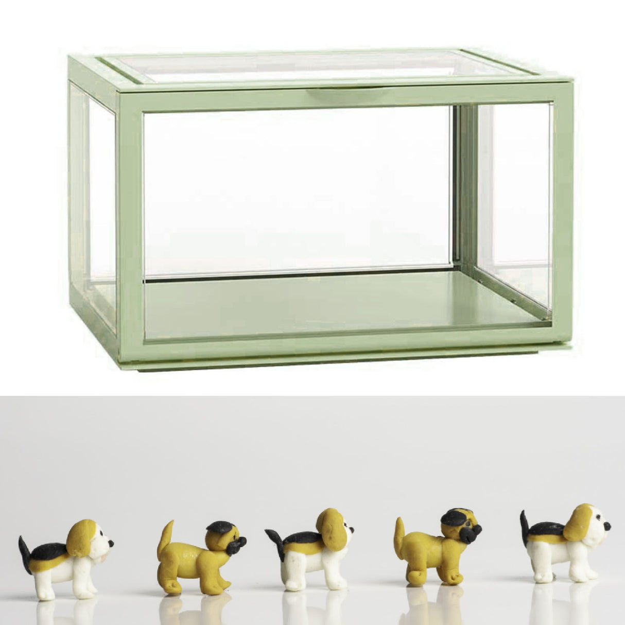 Figure Organizer Desktop Doll Acrylic Display Cabinet High Transparency Sealed Dustproof Show Case Light Green